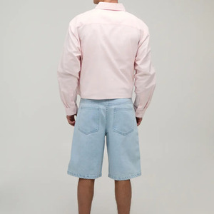 Chemise décontractée rose pour homme, manches longues, col rabattu, coupe classique, 100 % coton, couleur unie, boutonnée, collection printemps – Grande Vente - Product Image 2