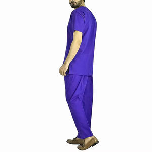 Tenues d'infirmier pour hommes, ensembles de blouses deux pièces, manches longues ou courtes, grandes tailles, bleu pharmacie, vêtements de travail pour le personnel médical - Product Image 4