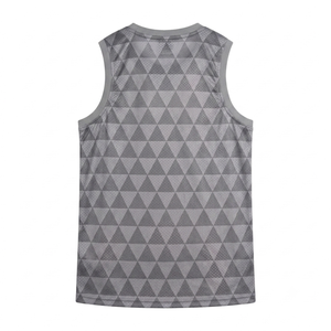 Camiseta de baloncesto premium gris para hombre, personalizada por el fabricante, sin mangas, cuello redondo, malla antibacteriana, transpirable, ropa deportiva. - Product Image 2