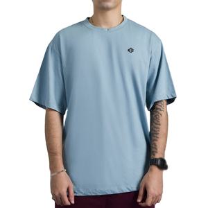 Camiseta de Manga Corta Holgada para Hombre, Color Azul Claro, Cuello Redondo, Tela de Jersey de Algodón, Estilo Casual y Relajado para Ropa Urbana - Product Image 1