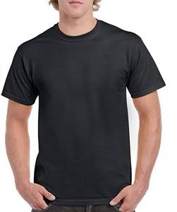 T-shirt en coton unisexe respirant, coupe classique, noir uni 140g, vêtements recyclés en gros - Product Image 3