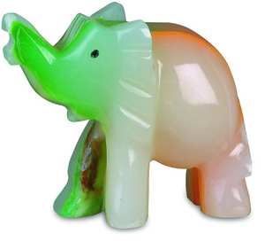 Statue d'éléphant en onyx multicolore sculptée à la main, sculpture décorative en pierre, cadeau pour la maison ou le bureau, fournisseur en gros, exportateur en ligne - Product Image 4