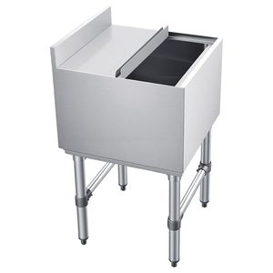 Contenitore per Ghiaccio in Acciaio Inox per Cucina Commerciale, Capacità Massima 49,4 Qt, Coperchio Scorrevole, 18 X 18 X 33 Pollici, Portabottiglie - Product Image 1