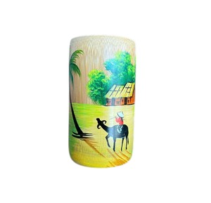 Porte-crayons artisanal en bambou, peint à la main, écologique, organisateur de bureau champêtre, décoration de table, article cadeau. - Product Image 1