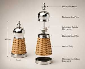 Luxury Stainless Steel Rattan Woven Salt and Pepper Shakers Set Vintage Metal <b>Spice</b> Dispenser Bottles Tableware Seasoning <b>Jar</b> - Product Image 2