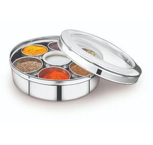 Excellent Quality Storage Steel Spice <b>Box</b> with Lid and Spoon Elegant Premium Stainless Steel Spice <b>Box</b> - Product Image 1