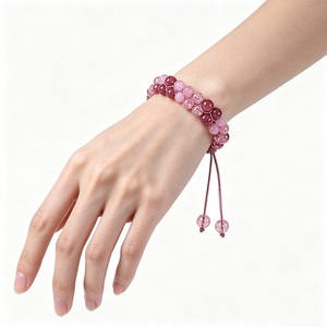 Bracelet élégant et tendance œil de chat à double rangée de breloques, bijoux perlés faits à la main superposés pour femmes et hommes, mode quotidienne - Product Image 4