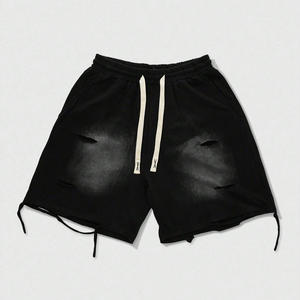 Shorts en coton délavé pour homme, style vintage, décontracté, été, coupe ample, streetwear avec poches latérales - Product Image 6