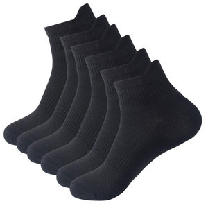 Men's <b>Black</b> Ankle <b>Socks</b> 100% Cotton Breathable Knitted Solid Color Daily Wear Standard Thickness Spring Season - Product Image 1