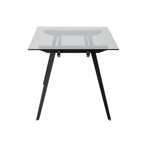 Modern Clear Tempered Glass Dining <b>Table</b> 1800mm Waterproof Durable <b>Matte</b> Black Metal Legs Minimalist Dining Room Furniture - Product Image 2