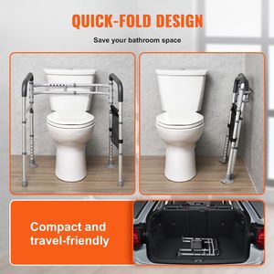 Dispositivi di Assistenza: Corrimano di Sicurezza per WC Pieghevole da 300 LBS con Maniglie Antiscivolo e Alluminio Rinforzato - Product Image 6