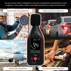 Medidor de Nivel de Sonido de Alta Calidad 30-130dB (A) 35-130dB (C), Registrador de 31,000 Datos para Hogar, Oficina, Fábrica, Tráfico - Product Image 4