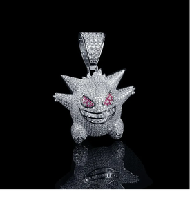 Iced Out Monster Pendant Silver Hip Hop <b>Diamond</b> <b>Simulated</b> Stone Cartoon Character Necklace Jewelry Gift Luxury - Product Image 6