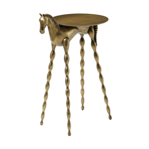 Mesa Auxiliar Redonda de Metal Estilo Antiguo con Detalles en Latón Dorado, Mesa de Centro Contemporánea para Sala de Estar, Estilo Florentino, Glamoroso, Costero, Transicional - Product Image 1