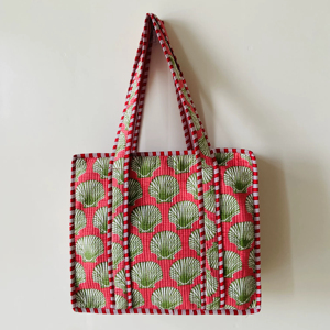 Pinkcityhandloom Eco-Friendly Women's Hand-Block Print Floral Cotton Quilted Mini Tote Bag Bohemian Travel Spring Summer Winter - Product Image 1