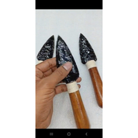 Daga con Punta de Flecha de Cuarzo Hecha a Mano con Mango de Madera, Arte Feng Shui, Figura Decorativa Coleccionable, Regalo Empresarial