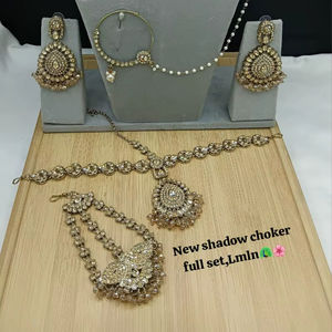 Conjunto de Collar de Novia Étnico Kundan Chapado en Oro de Alta Calidad para Mujer, con Aretes Jhumka de Perlas Esmaltadas, Regalo de Compromiso - Product Image 3