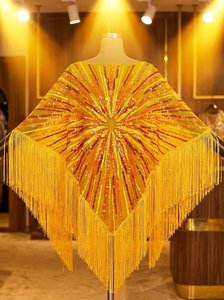 Capelet de soirée vintage doré à sequins et franges, idéal pour les boutiques haut de gamme – Prix direct usine OEM/ODM - Product Image 3