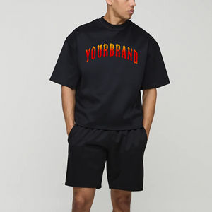 Conjunto de 2 Piezas de Ropa Urbana OEM, Camiseta y Pantalones Cortos de Corte Regular, Logotipo Personalizado con Serigrafía, 100% Algodón Transpirable - Product Image 3