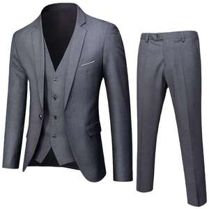 Men's Burgundy Business <b>Suit</b> Single Breasted Notched Collar Anti-Wrinkle Polyester Regular Fit - Product Image 3