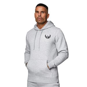 Sudadera con Capucha Gris Jaspeado para Hombre, Sudadera Informal de Forro Polar, Manga Larga, Ropa Deportiva de Invierno para Gimnasio - Product Image 1