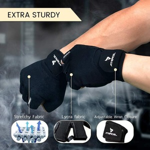 Guantes de Ejercicio de Medio Dedo, Microfibra, para Levantamiento de Pesas, Ciclismo, Gimnasio, Transpirables, Antideslizantes, con Soporte para Muñeca, para Hombres y Mujeres, Entrenamiento - Product Image 3