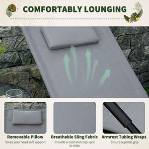 Sedia a Sdraio Grigia Moderna in Ferro per Patio, Sedia a Dondolo a Gravità Zero per Relax a Bordo Piscina, Sedie da Esterno - Product Image 6