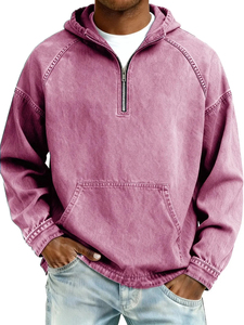 Men's Vintage Acid Wash <b>Black</b> Half Zip Hoodie Raglan Sleeve Loose Pullover <b>Sweatshirt</b> - Product Image 5