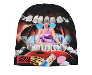 BRAND STUDIOS Bonnet unisexe en acrylique, style urbain, imprimé peint à la main, 56-58CM, bonnet d'hiver décontracté, casquette hip-hop unisexe - Product Image 4