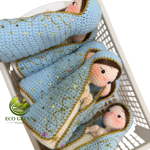 Figura de la Virgen María Católica Hecha a Mano con Ganchillo, con Corona de Rosario, Muñeca Religiosa, Decoración Cristiana para el Hogar, Regalo Decorativo - Product Image 6