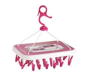 36 <b>Clip</b> Pink Rectangle Clothes Drying Rack With 30 <b>Clips</b> <b>Hook</b> Type Plastic Hanger For Laundry Room Multifunctional Durable Desig - Product Image 1