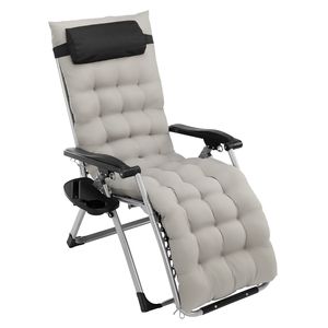 Infinity Zero Gravity Grey <b>Recliner</b> <b>Chair</b> Adjustable Patio <b>Folding</b> Deck Beach <b>Chair</b> with Utility Tray and Pillow for Yard - Product Image 1