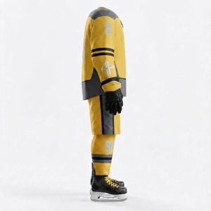 Nouvel ensemble d'uniformes de hockey sur glace personnalisés, col en V avec impression par transfert thermique, 100% polyester de qualité supérieure pour hommes - Product Image 4