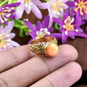 Natural Oyster <b>Turquoise</b> Gemstone 925 Sterling Silver 18K Gold Vermeil <b>Ring</b> Handmade <b>Turquoise</b> Boho Jewelry Everyday Wear <b>Ring</b> - Product Image 4