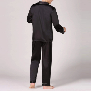 Ensemble de pyjama de jeu pour homme, t-shirt noir, short gris uni, 100% coton éponge, antibactérien, été, hiver, vêtements de maison, vêtements de nuit - Product Image 2