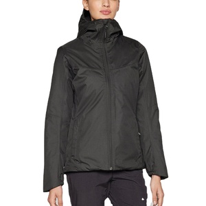 Veste softshell isolante pleine longueur pour femme noire, fermeture éclair intégrale, prix usine, manches longues, coupe-vent, course à pied, extérieur - Product Image 1