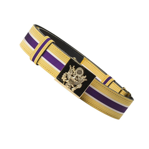 Ceinture tricotée formelle de haute qualité, rayée jaune, violette et blanche, avec boucle en alliage - Product Image 3