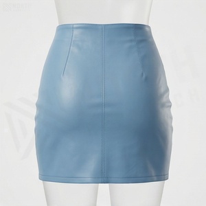 Women High Waist Faux Leather <b>Mini</b> Pencil Skirt With Button Side Detail Sexy Solid Color All Seasons Wear - Product Image 5