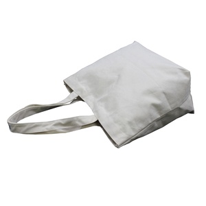 Bolsa de compras de lona natural lisa con mango largo de tela de algodón orgánico impresa personalizada para promoción - Product Image 3