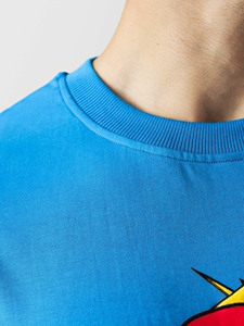Camiseta Azul Extra Grande Premium para Hombre, Estilo Urbano, Corte Holgado, Algodón y Felpa, Ecológica, Secado Rápido, Transpirable, con Logotipo Impreso, Informal - Product Image 2