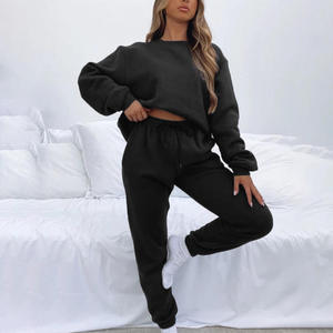 OEM 2026 Tracksuit Custom Logo 100% Polyester 2 Piece Outfits Sweatsuit Oversized Casual Long Sleeve Sweatshirt <b>Jogger</b> Pants <b>Set</b> - Product Image 4