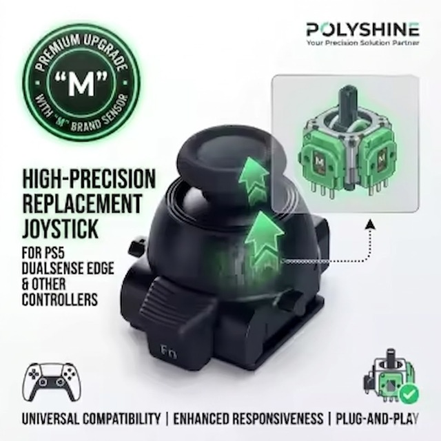 Replacement Wireless Green Thumbstick for 5 DualSense Edge-Plastic & Metal Internal Parts