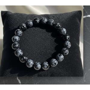Natural Snowflake Obsidian Beaded Healing Crystal <b>Bracelet</b>-Handcrafted Wholesale - Product Image 4