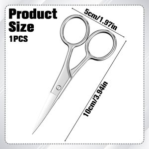 Tijeras de belleza para cejas rectas, para diestros, pequeñas, de acero inoxidable, afiladas, para recortar el vello de la nariz y bigote - Product Image 2