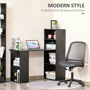 Scrivania Nera per Computer da Ufficio Domestico con Libreria e Tavolo per Hobby, 47 Pollici, Durevole e Regolabile, Arredamento Scolastico - Product Image 4