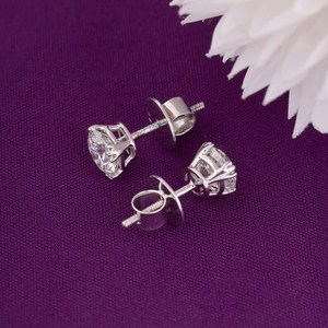 Pendientes de Diamante Cultivado en Laboratorio con Corte Redondo de 1.01CT, Oro Blanco de 14K, Joyería Elegante de Última Moda para Mujer, Regalo de Boda - Product Image 3