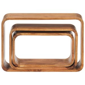 Set 3 pezzi in legno di Acacia massello con finitura miele tavolini per mobili da salotto - Product Image 3