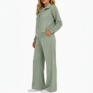 Ensembles de survêtements 2 pièces personnalisés pour femmes, en tricot à manches longues, pour le sport et les loisirs, tenues d'hiver pour usage décontracté et en salle de sport - Product Image 3