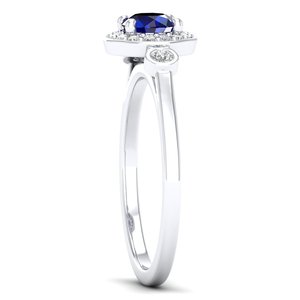 Bagues REYES en or massif 14 carats de haute qualité avec saphir bleu taille ronde 0,5 carat pour femmes, bijoux fins certifiés Moissanite - Product Image 3