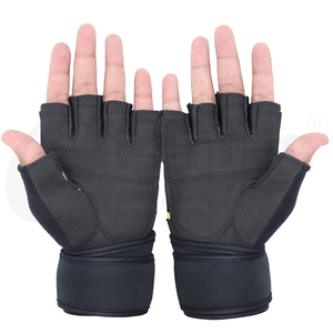 Hot Selling Non <b>Slip</b> Cotton Polyester Leather Gym Fitness Gloves Breathable Exercise Weight Lifting <b>Half</b> Finger Adjustable Wrist - Product Image 4